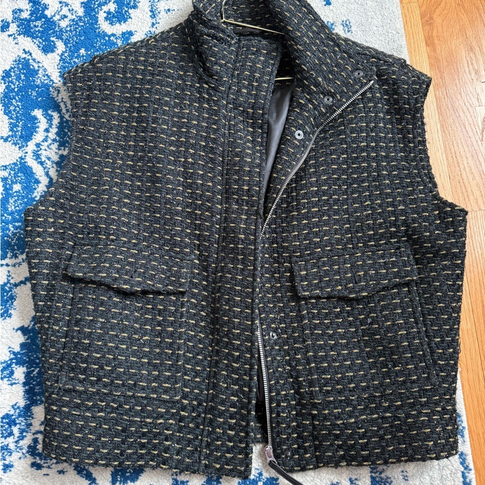 Rag & Bone navy and Gold Textured Vest